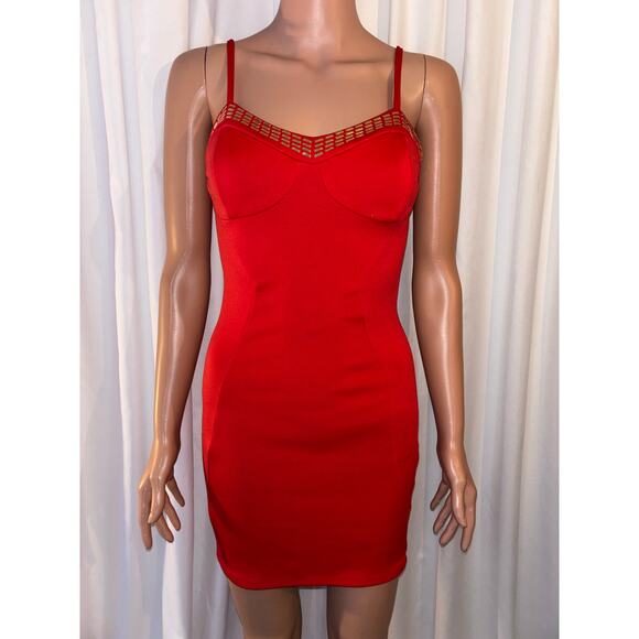 Guess Red Lipstick Mini Bodycon Dress Size XS - Picture 2 of 6